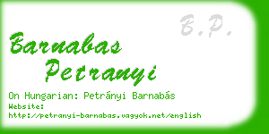 barnabas petranyi business card
