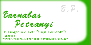 barnabas petranyi business card